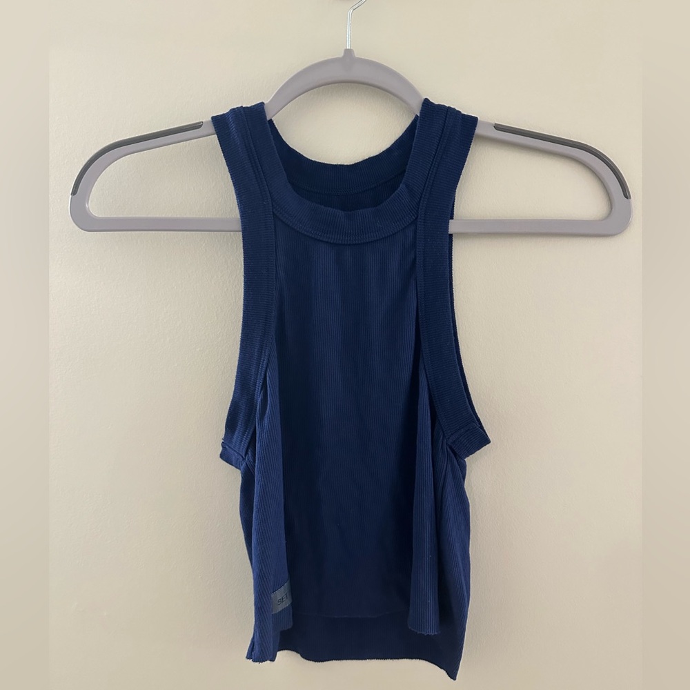 SET Active Cropped Blue Tank Top Size Medium